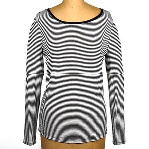 PAIGE Alessandra Striped T-shirt Long Sleeve B & W